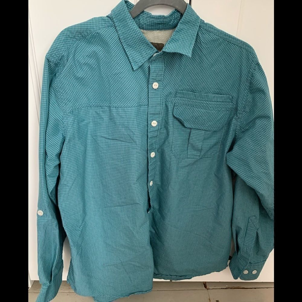 Northwest Territory Teal/White Plaid Shirt Large